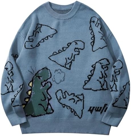 Aelfric Eden Dinosaur Cartoon Pattern Knit Sweater Oversized